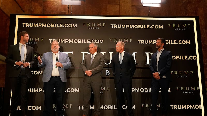 Eric Trump, Don Hendrickson, Eric Thomas, Patrick O'Brien and Donald Trump Jr., left to right,...