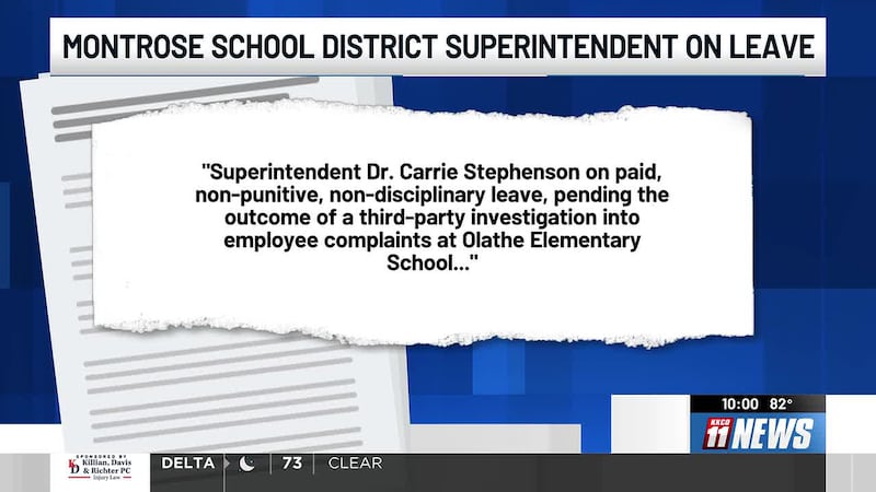 Montrose schools superintendent placed on paid leave pending investigation